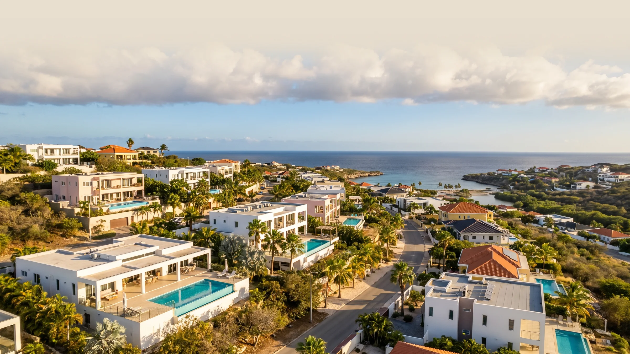 Panorama van Curaçao gezien vanuit de lucht